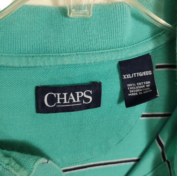 Chaps green and black striped polo men's XXL #553 - Picture 2 of 3
